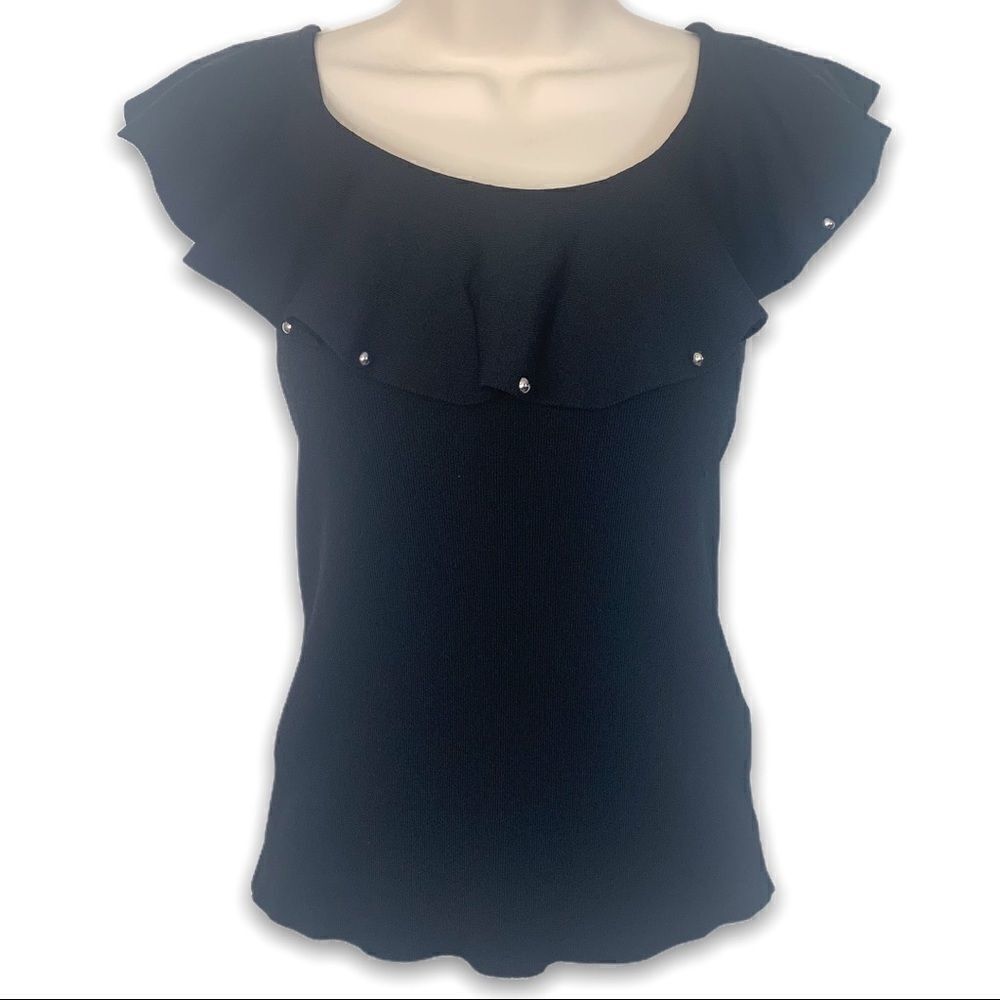 ANTHRO Fred and Sibel Ruffle and Studs Detail Top